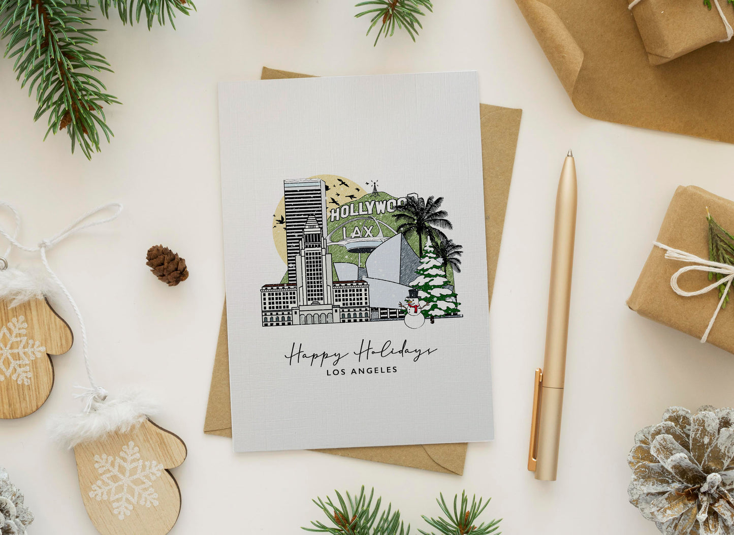 Los Angeles Personalised Christmas/Holiday Greeting Card
