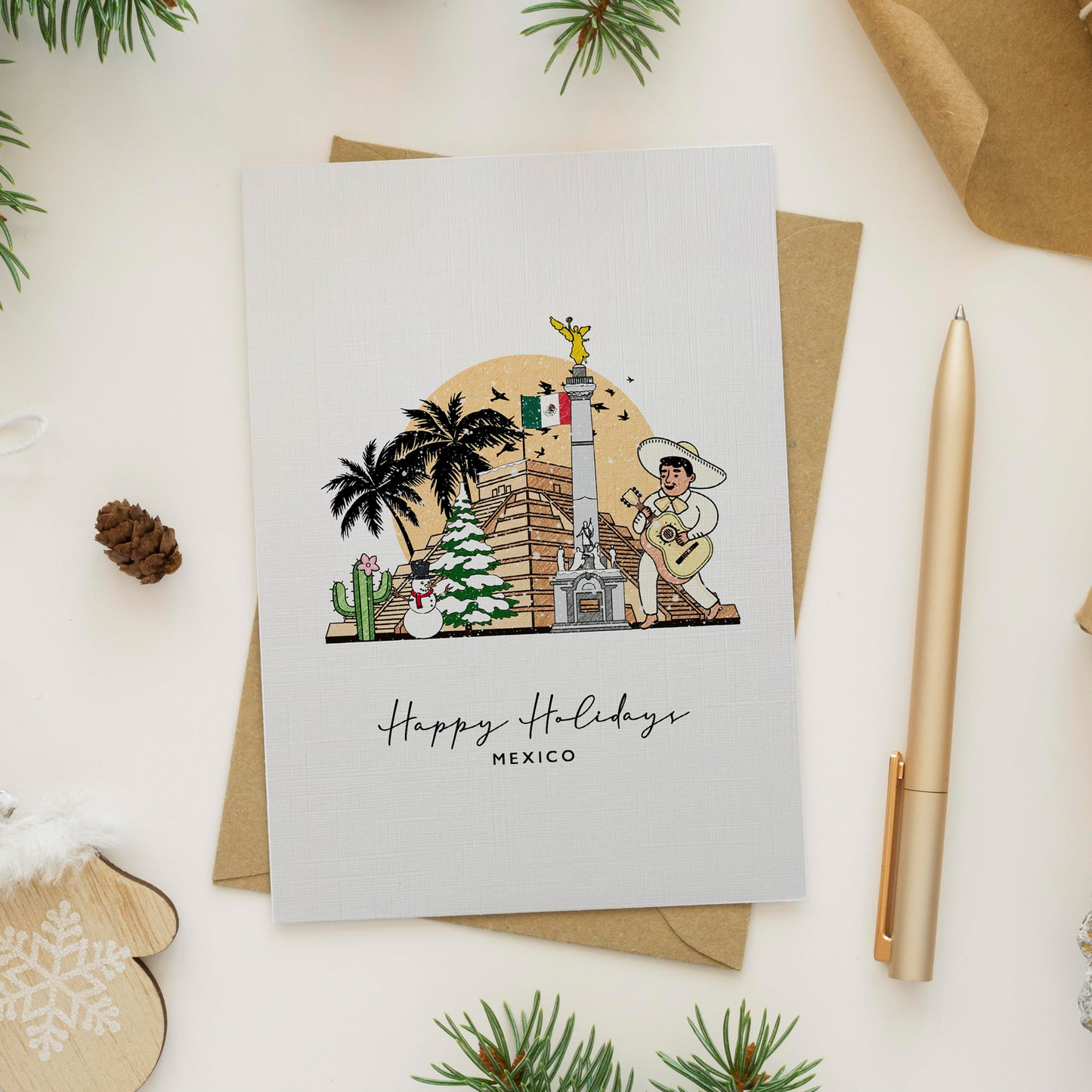 Mexico Personalised Christmas/Holiday Greeting Card