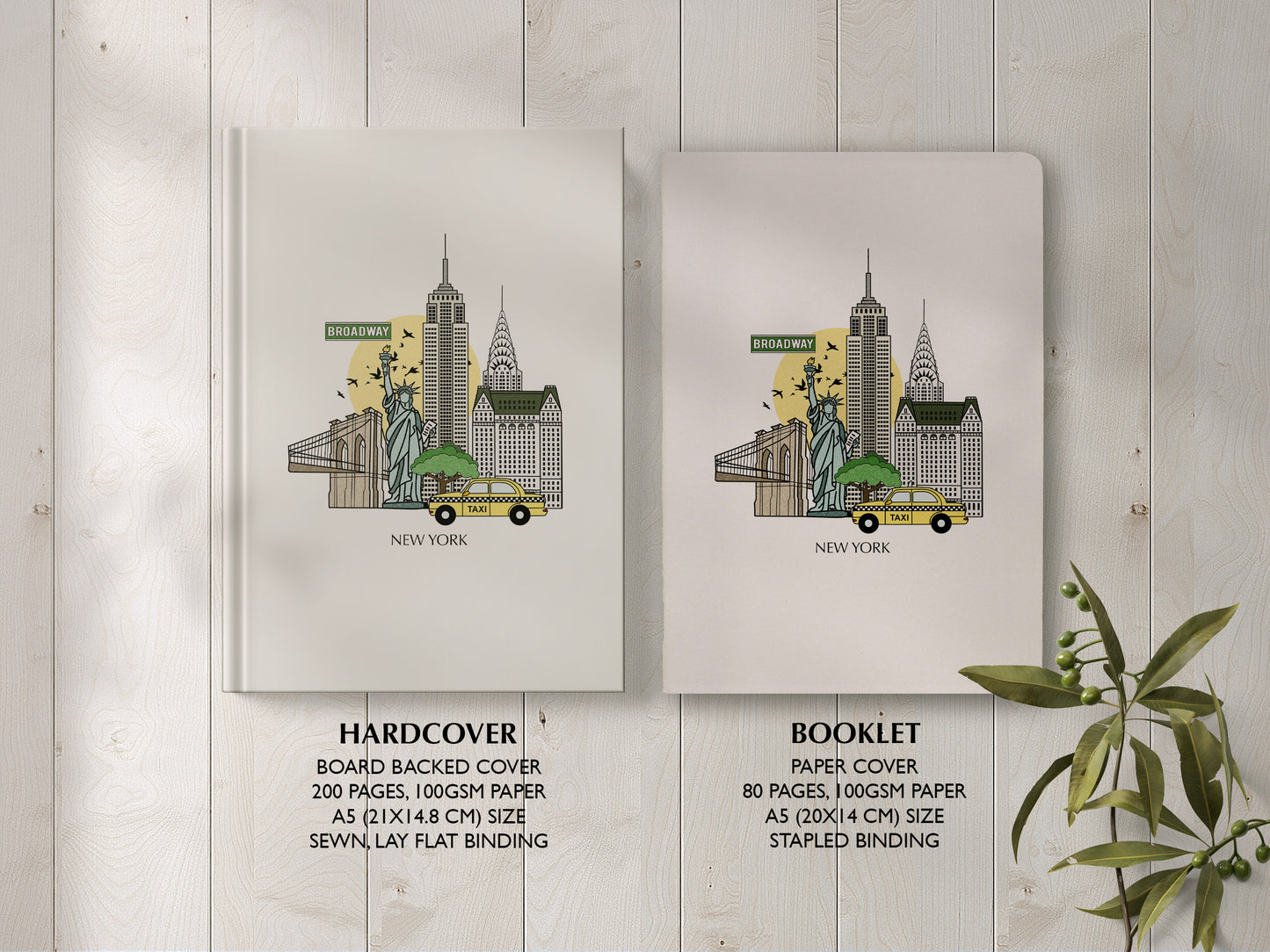 New York Personalised Illustrated Travel Journal/Notebook