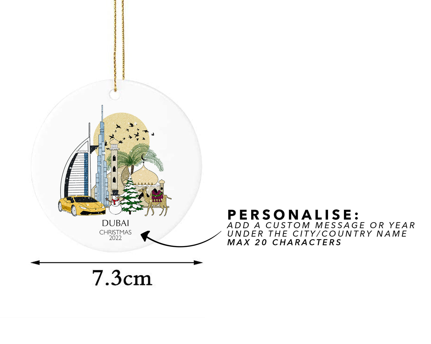 Dubai UAE Personalised Christmas Tree Ornament