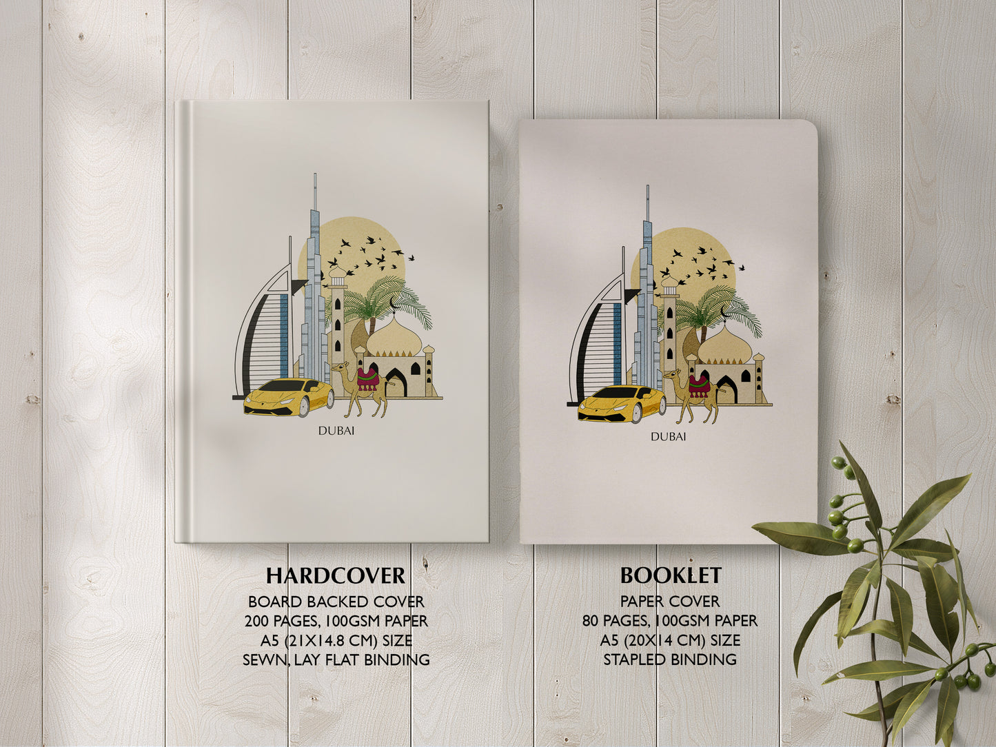 Dubai Personalised Illustrated Travel Journal/Notebook