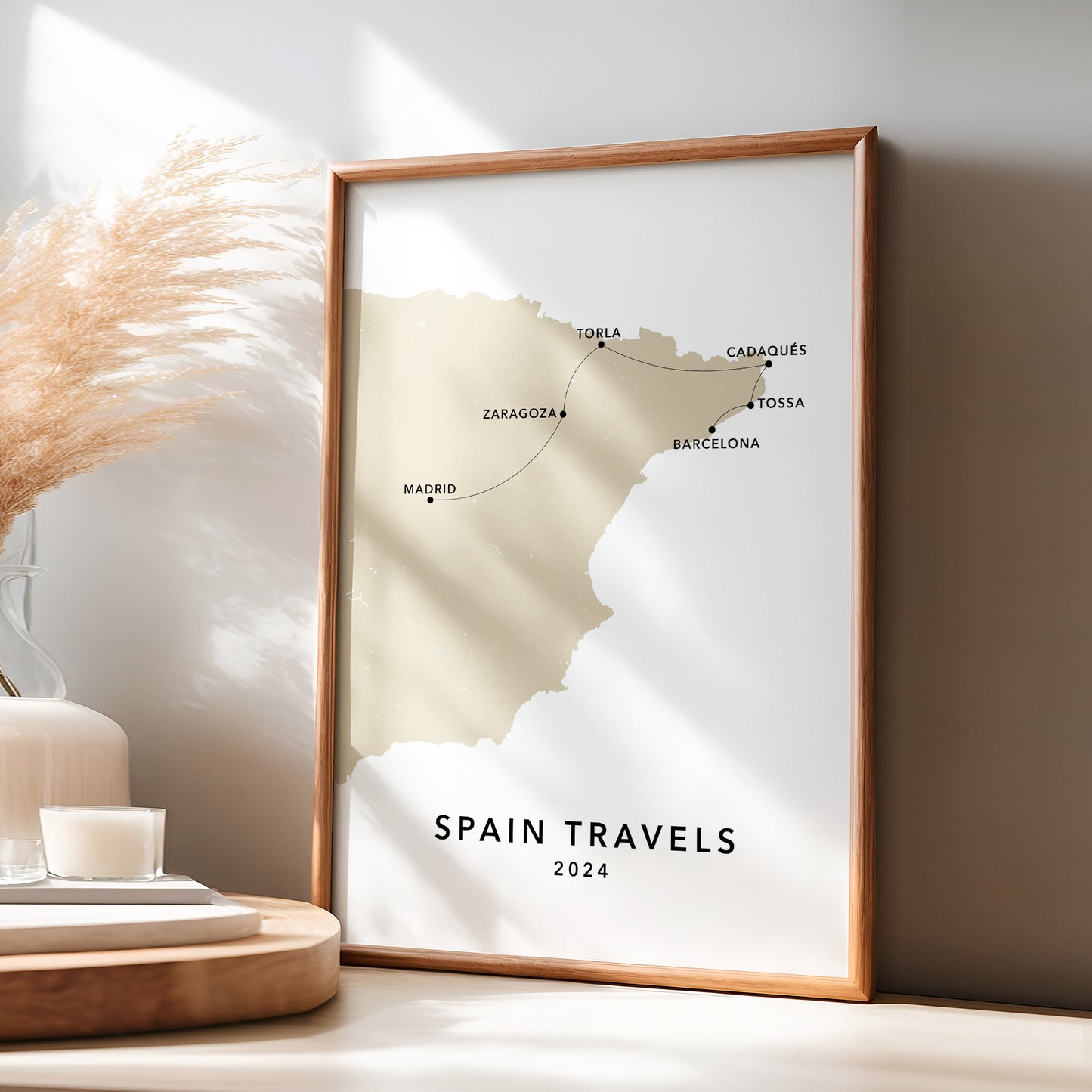 Spain Personalised Travel Map Print with Photo Collage