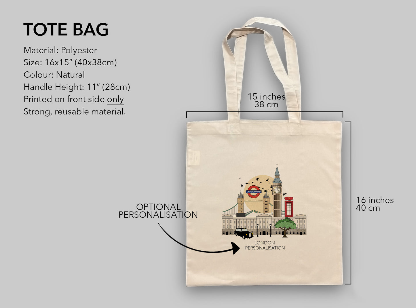 London England Personalised Tote Bag