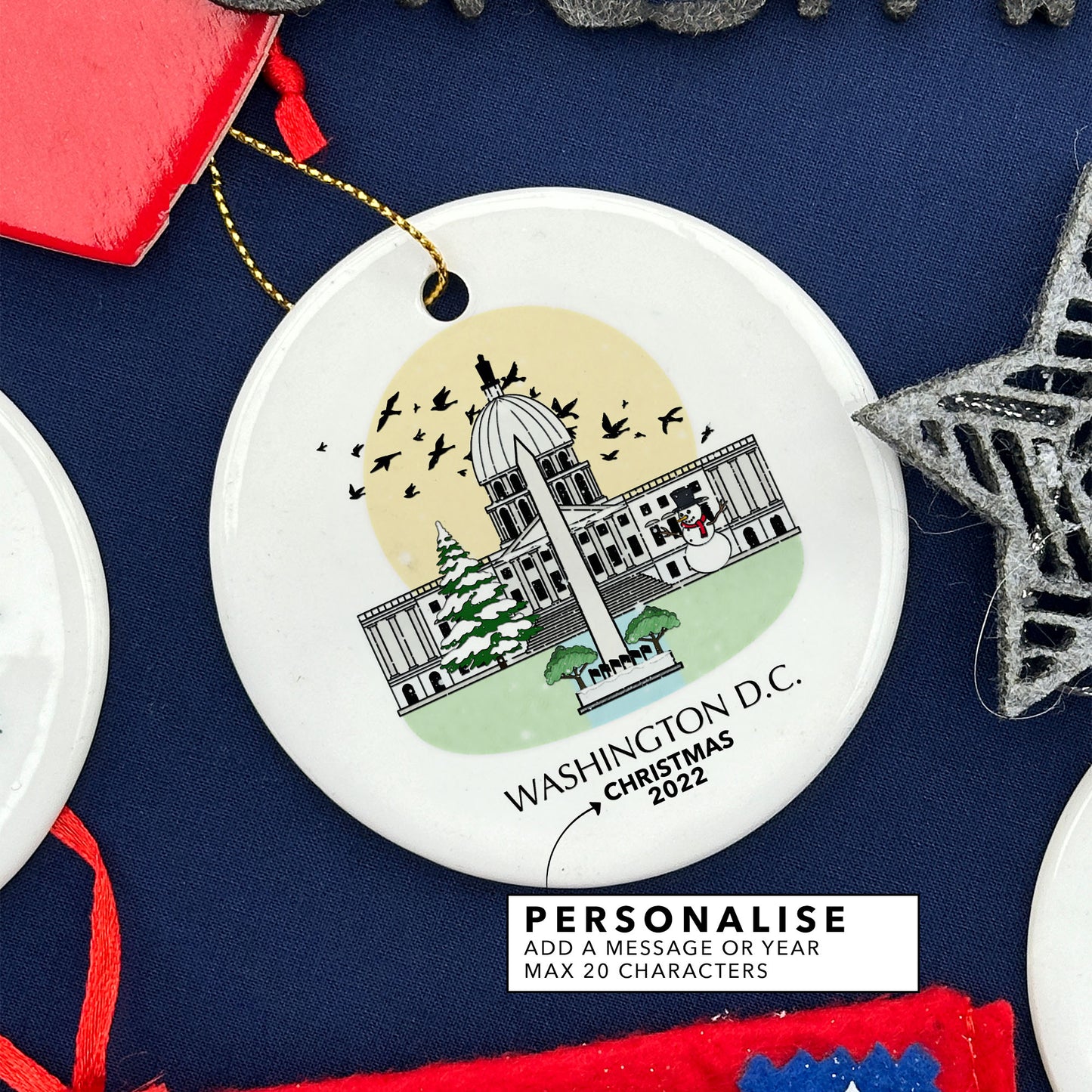 Washington DC Personalised Christmas Tree Ornament