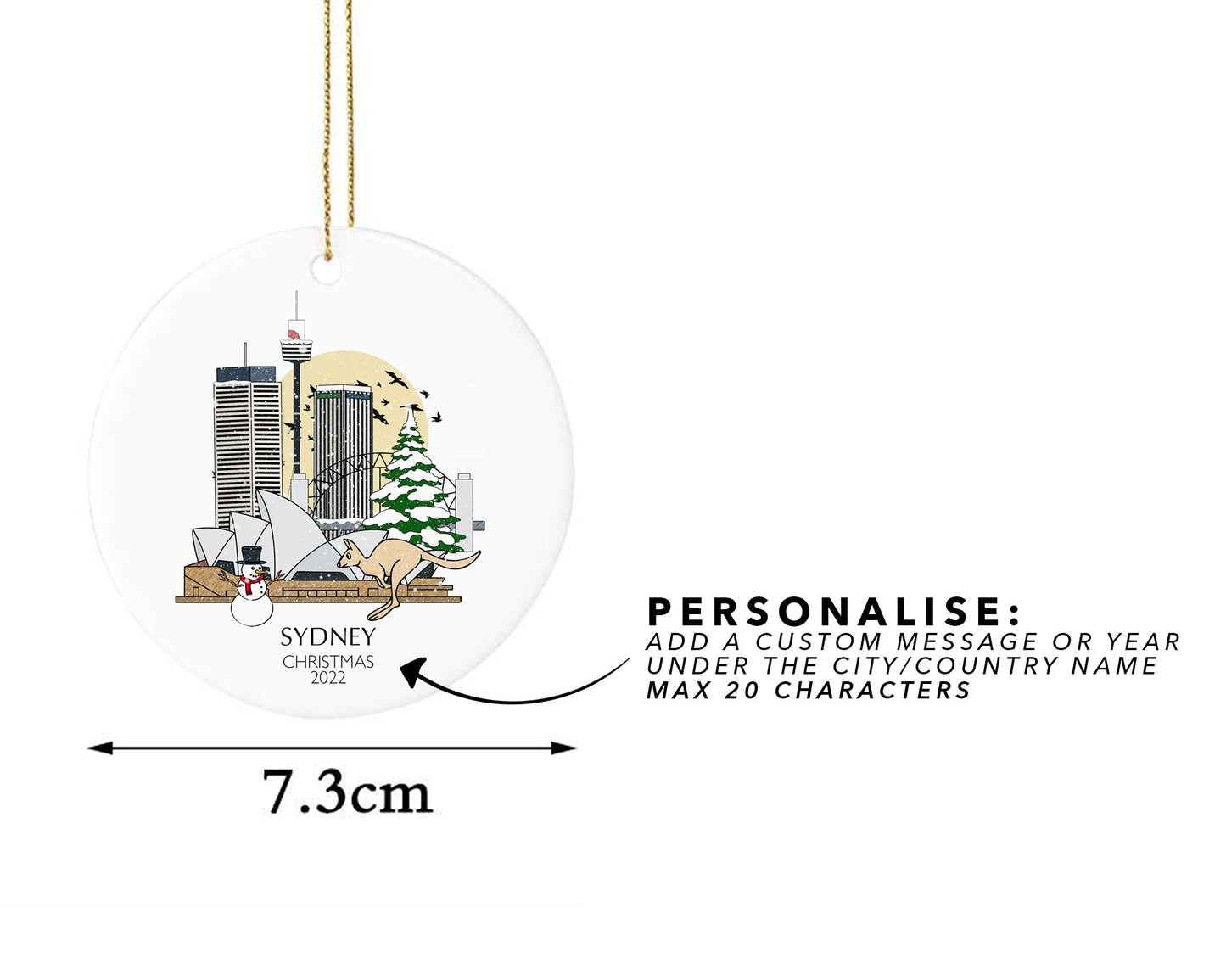 Sydney Australia Personalised Christmas Tree Ornament