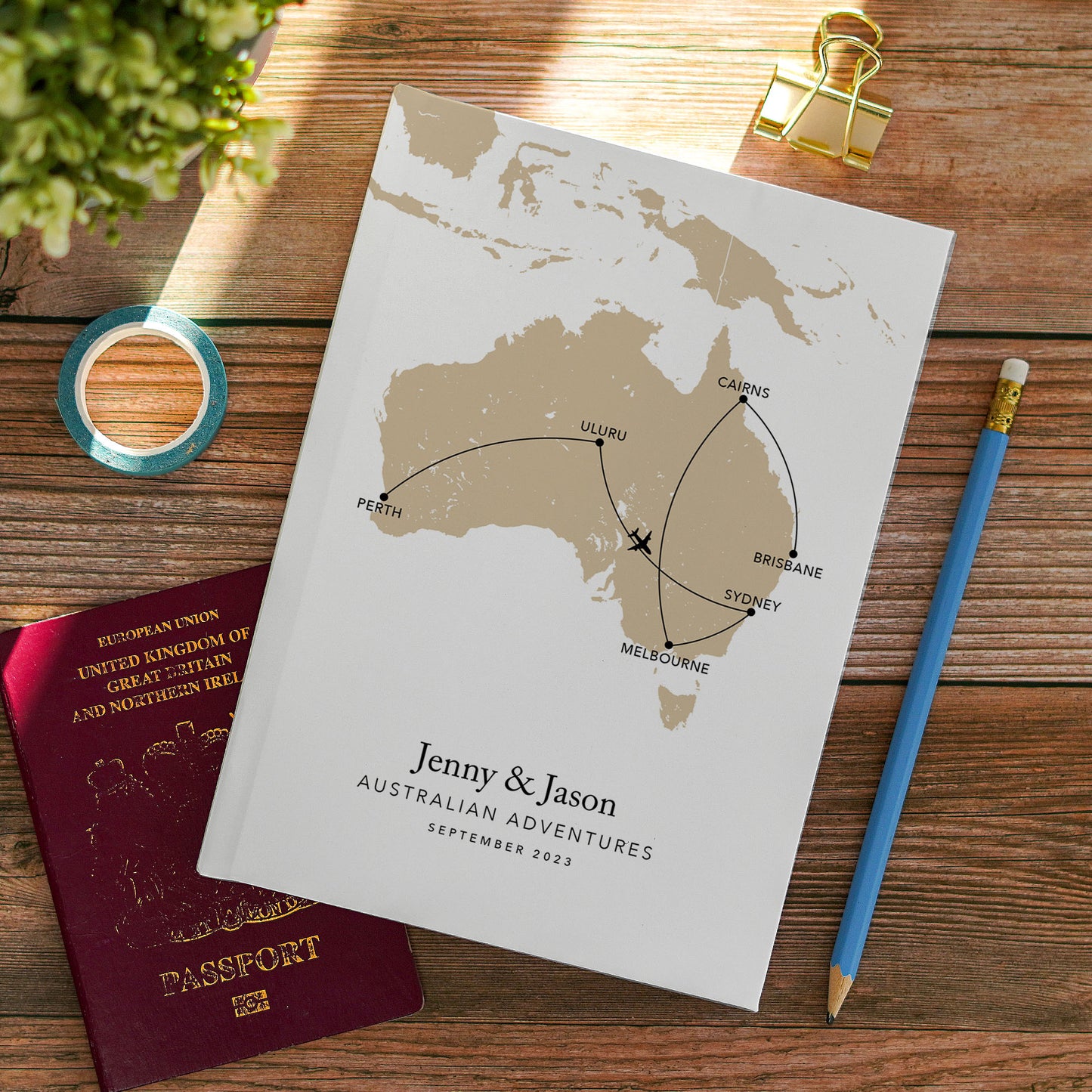 Custom Map USA Road Trip Personalised Travel Journal