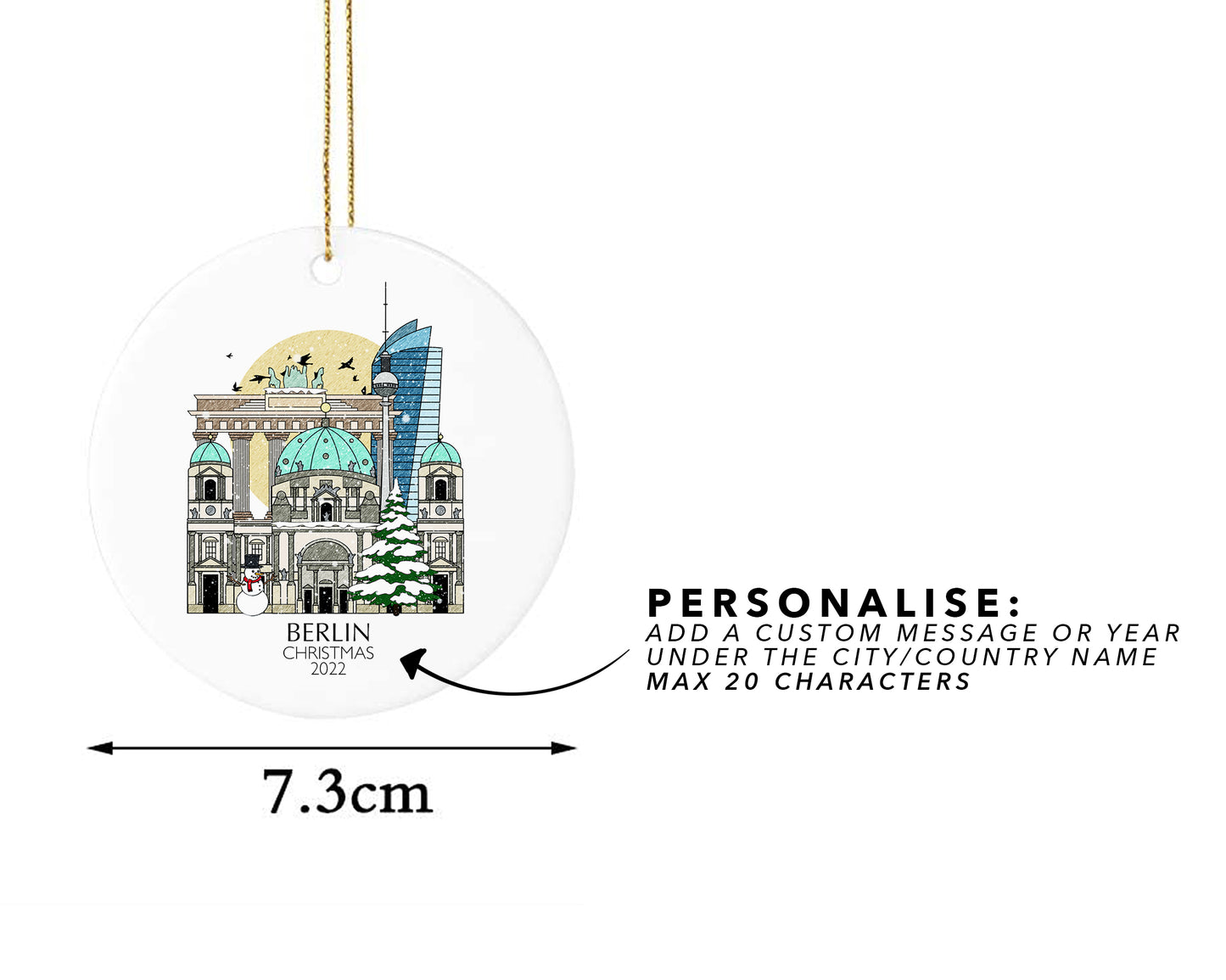 Berlin Germany Personalised Christmas Tree Ornament