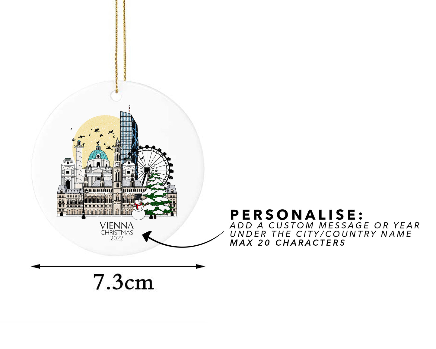 Vienna Austria Personalised Christmas Tree Ornament