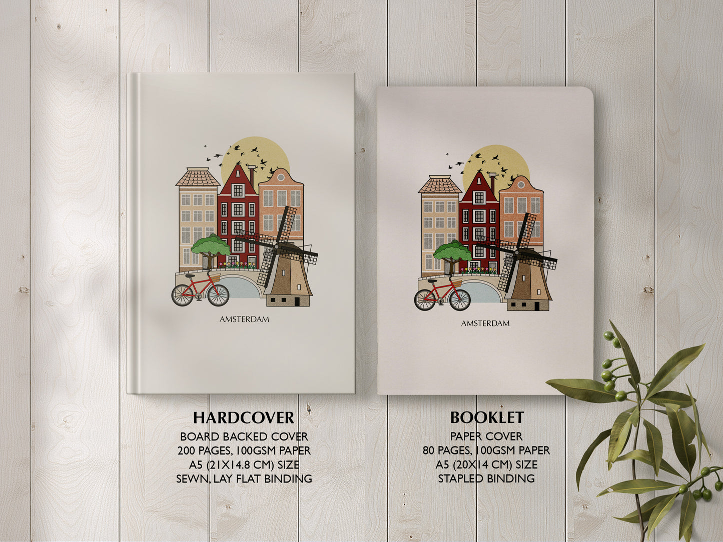 Amsterdam Personalised Illustrated Travel Journal/Notebook
