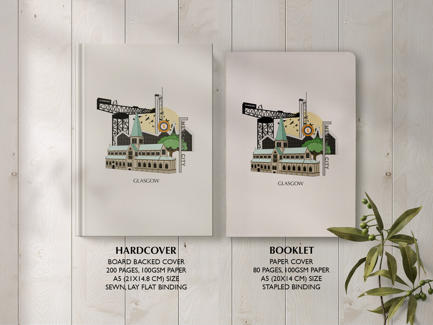 Glasgow Personalised Illustrated Travel Journal/Notebook