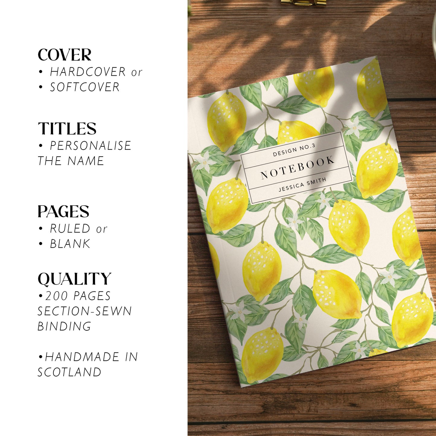Lemons Luxury Personalised Notebook/Diary/Journal
