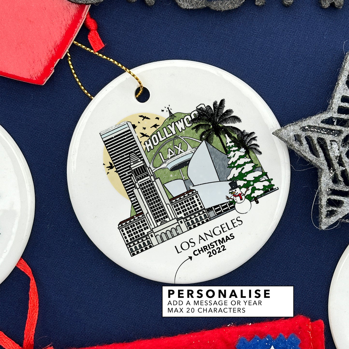 Los Angeles California Personalised Christmas Tree Ornament