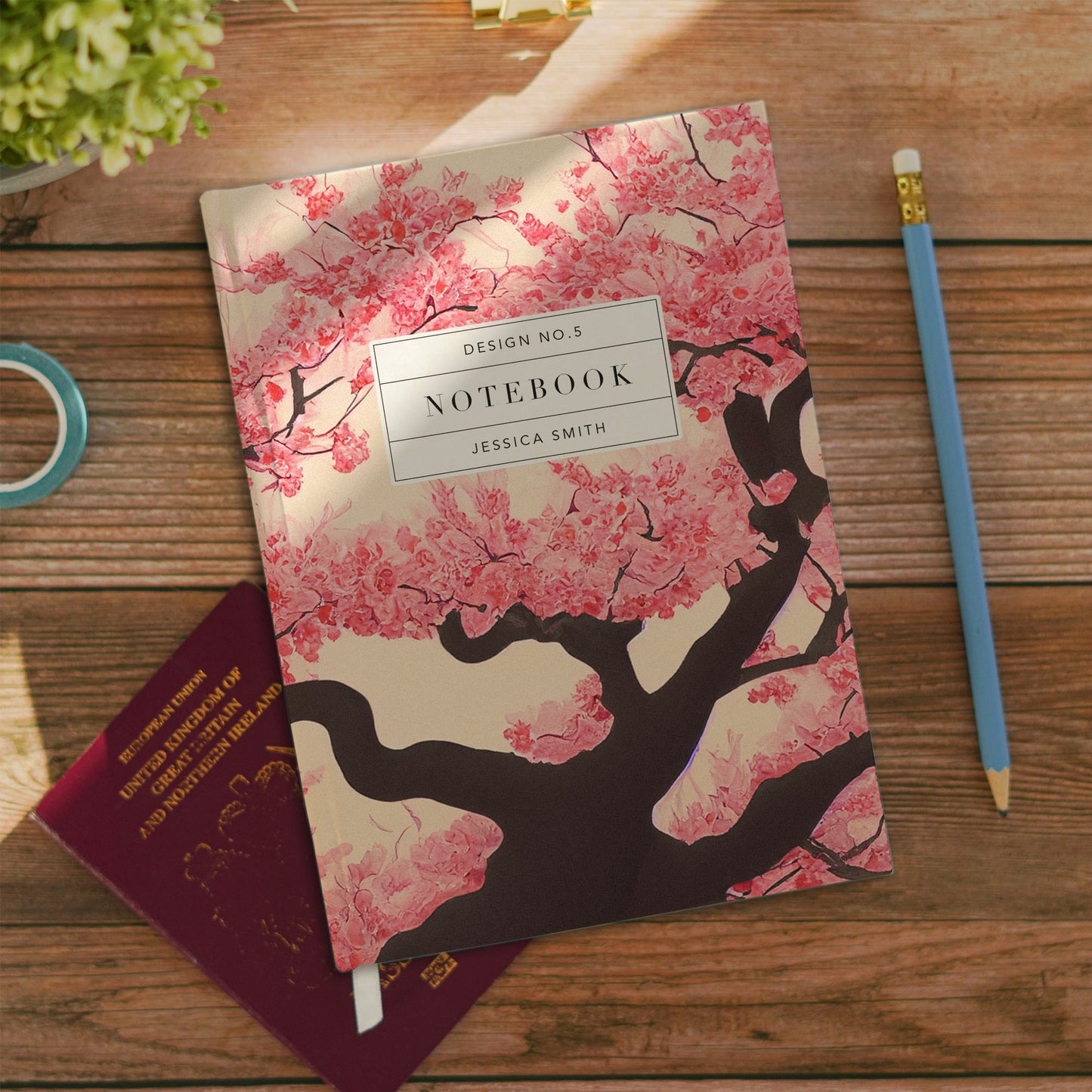 Cherry Blossom Luxury Personalised Notebook/Diary/Journal