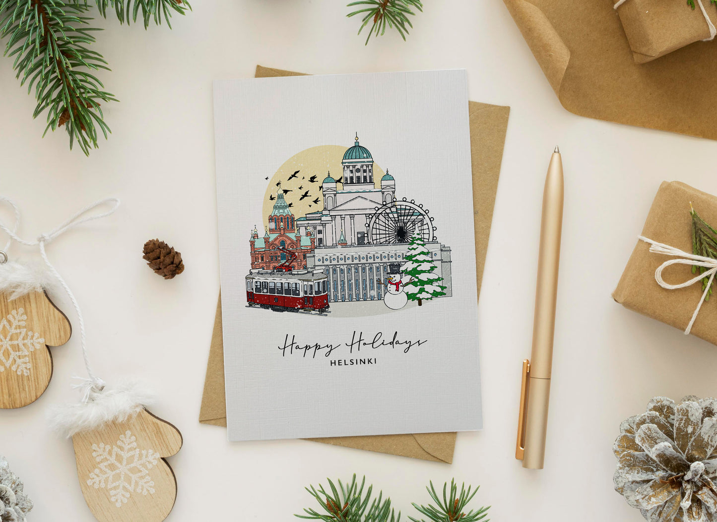 Helsinki Personalised Christmas/Holiday Greeting Card