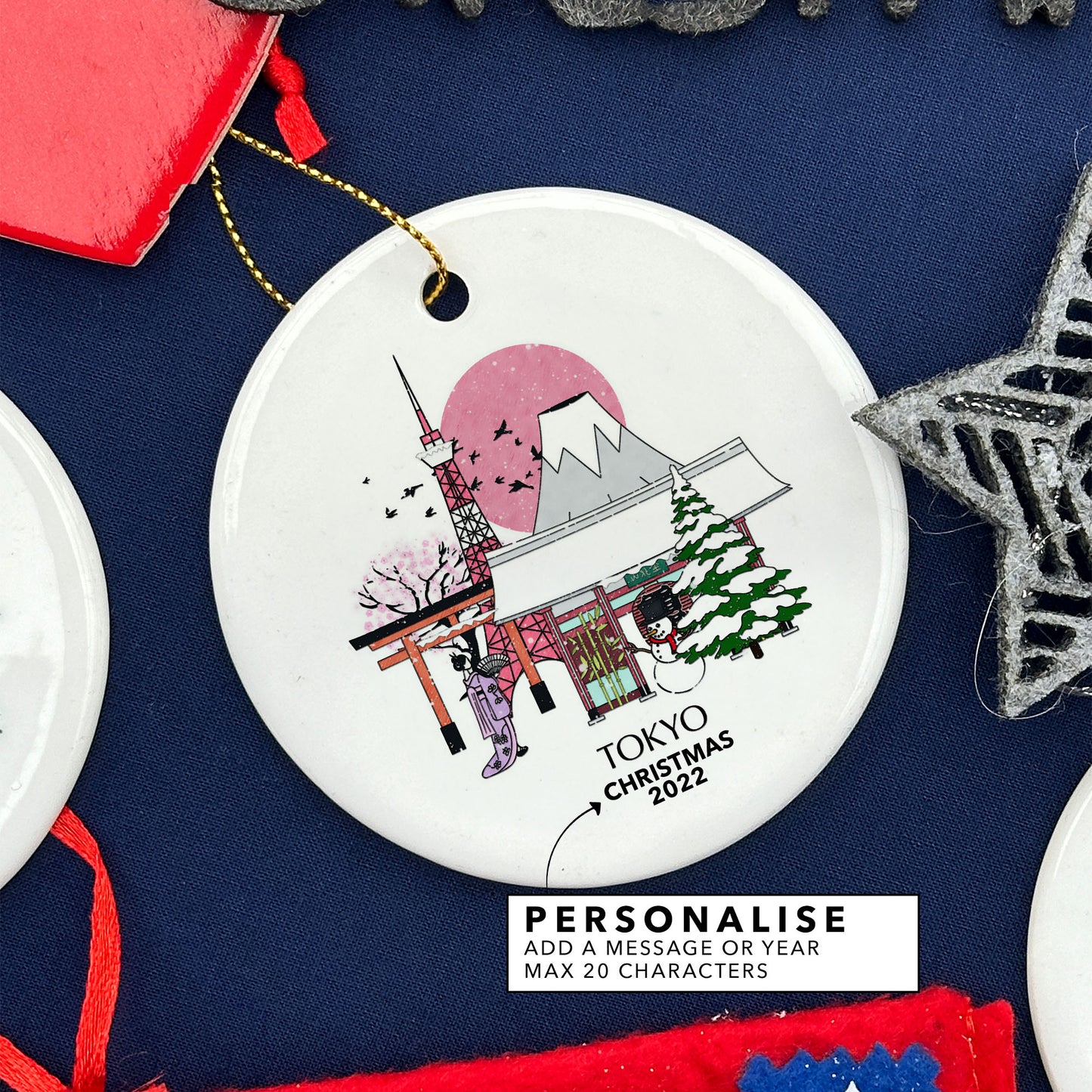 Tokyo Japan Personalised Christmas Tree Ornament