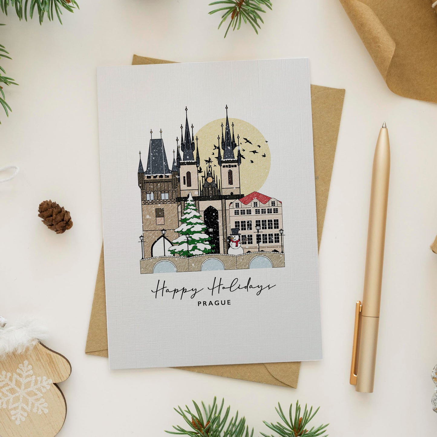 Prague Personalised Christmas/Holiday Greeting Card