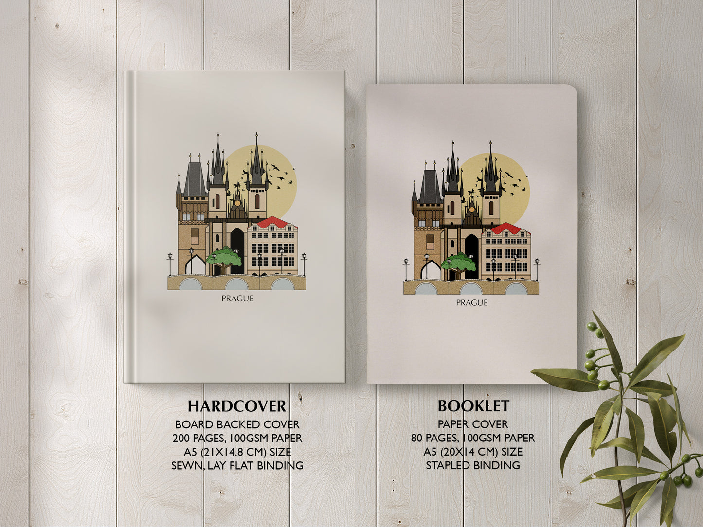Prague Personalised Illustrated Travel Journal/Notebook