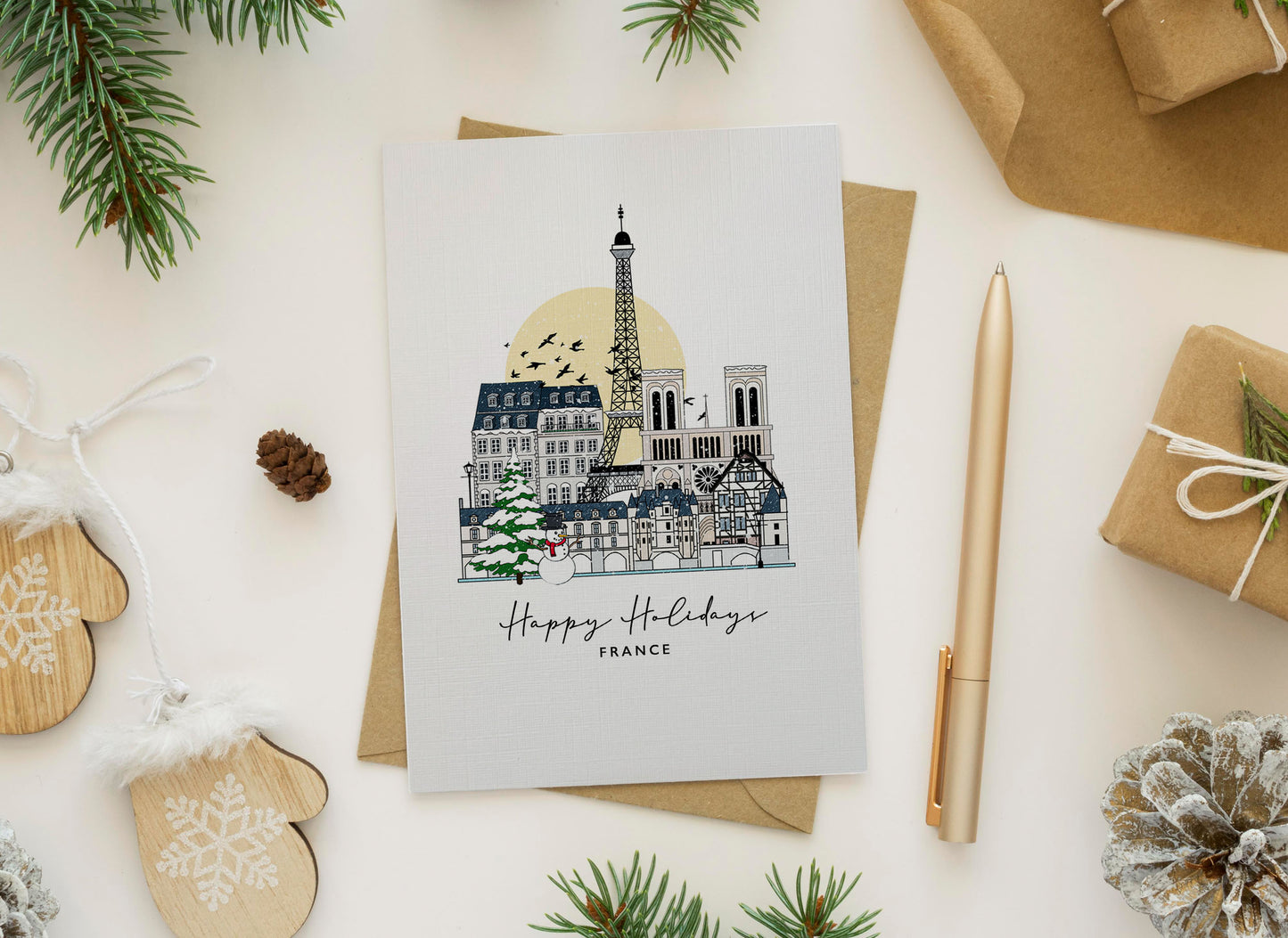 France Personalised Christmas/Holiday Greeting Card