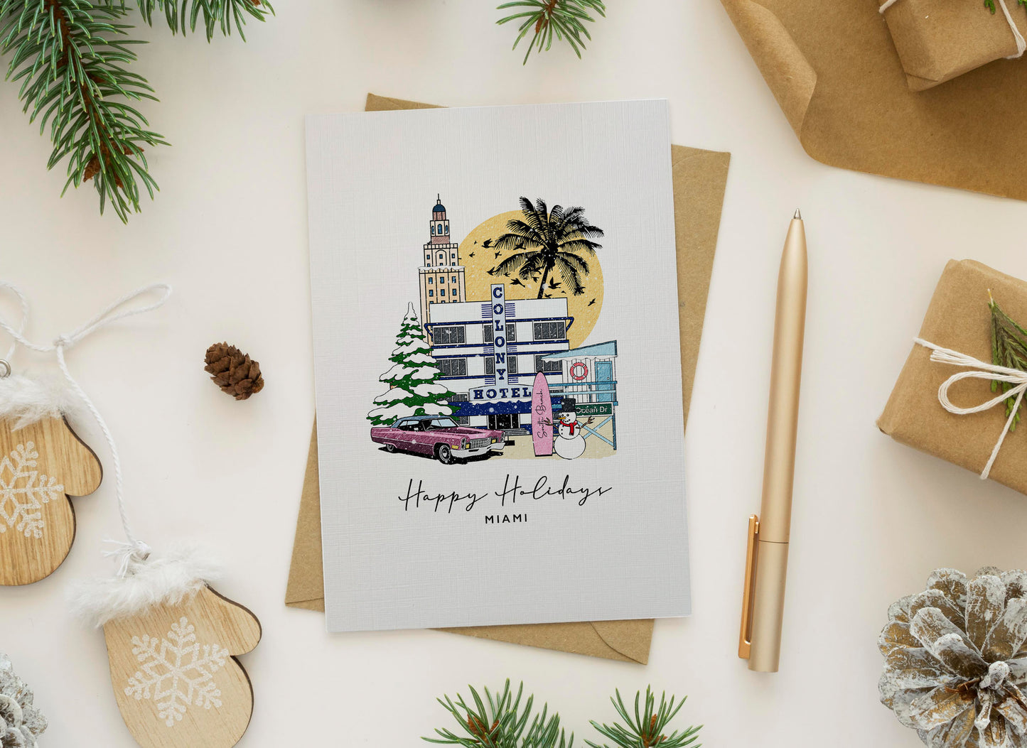 Miami Personalised Christmas/Holiday Greeting Card