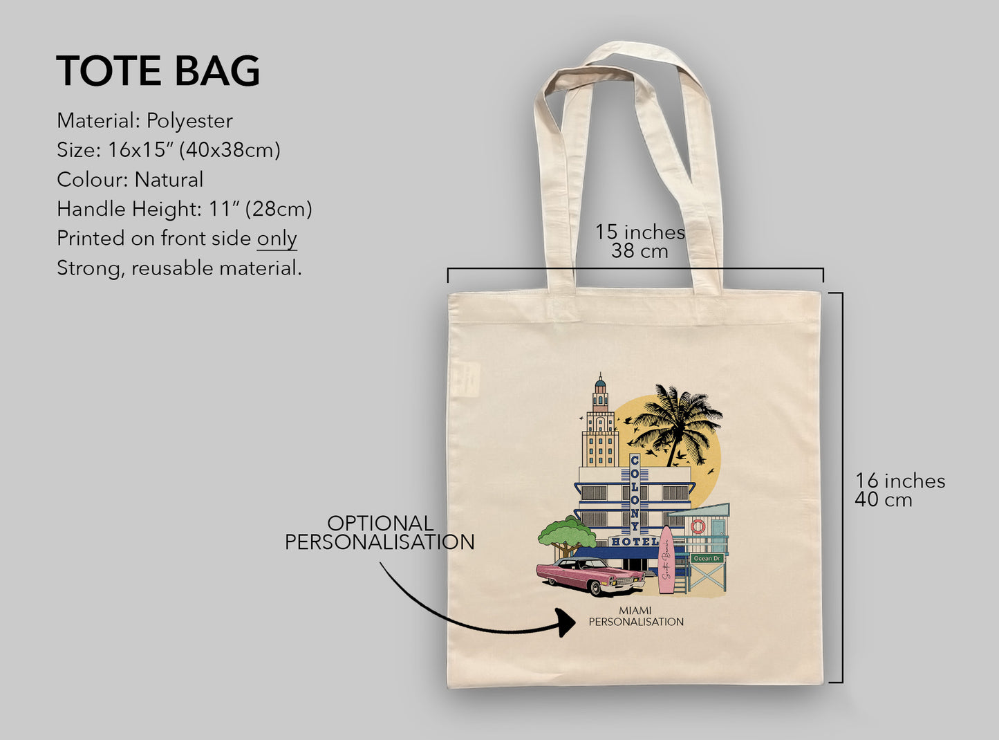 Miami Florida Personalised Tote Bag