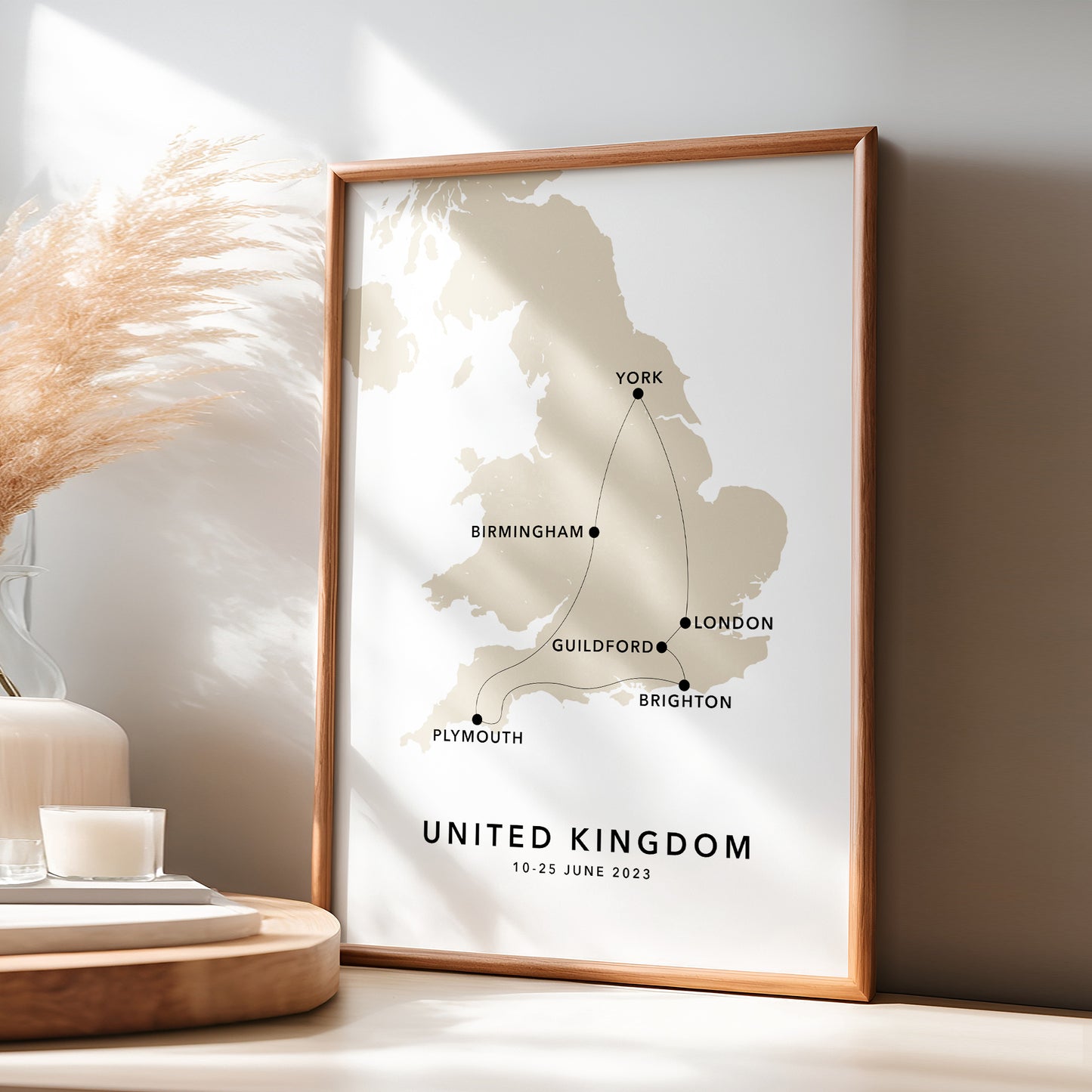 United Kingdom Personalised Travel Map Print with Photo Collage