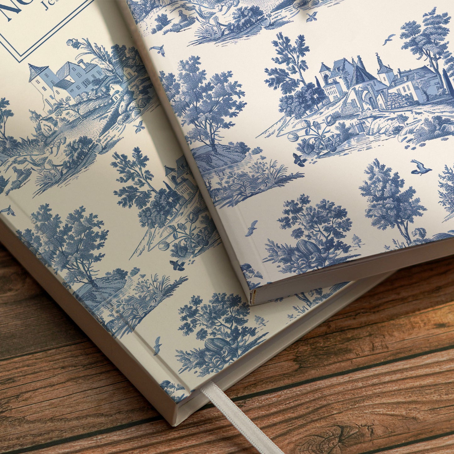 Blue Toile de Jouy Luxury Personalised Notebook/Diary/Journal