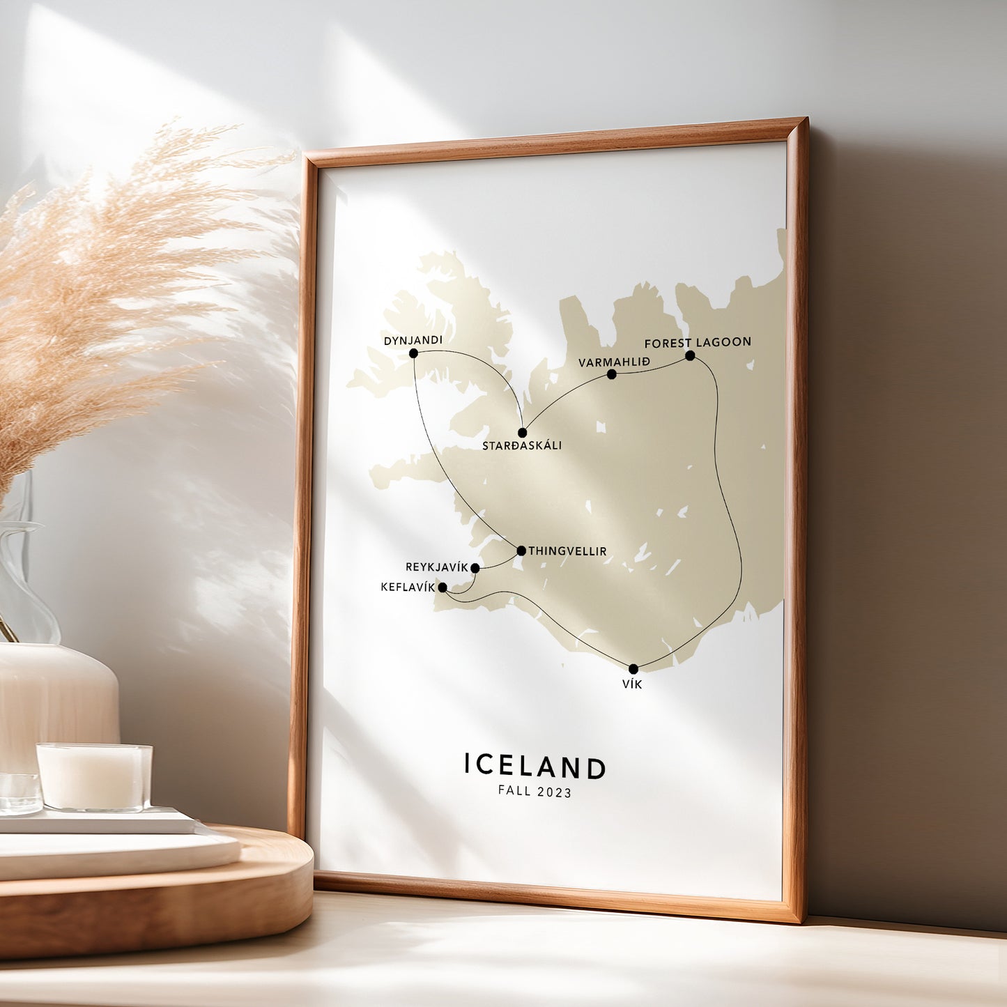 Iceland Personalised Travel Map Print with Photo Collage