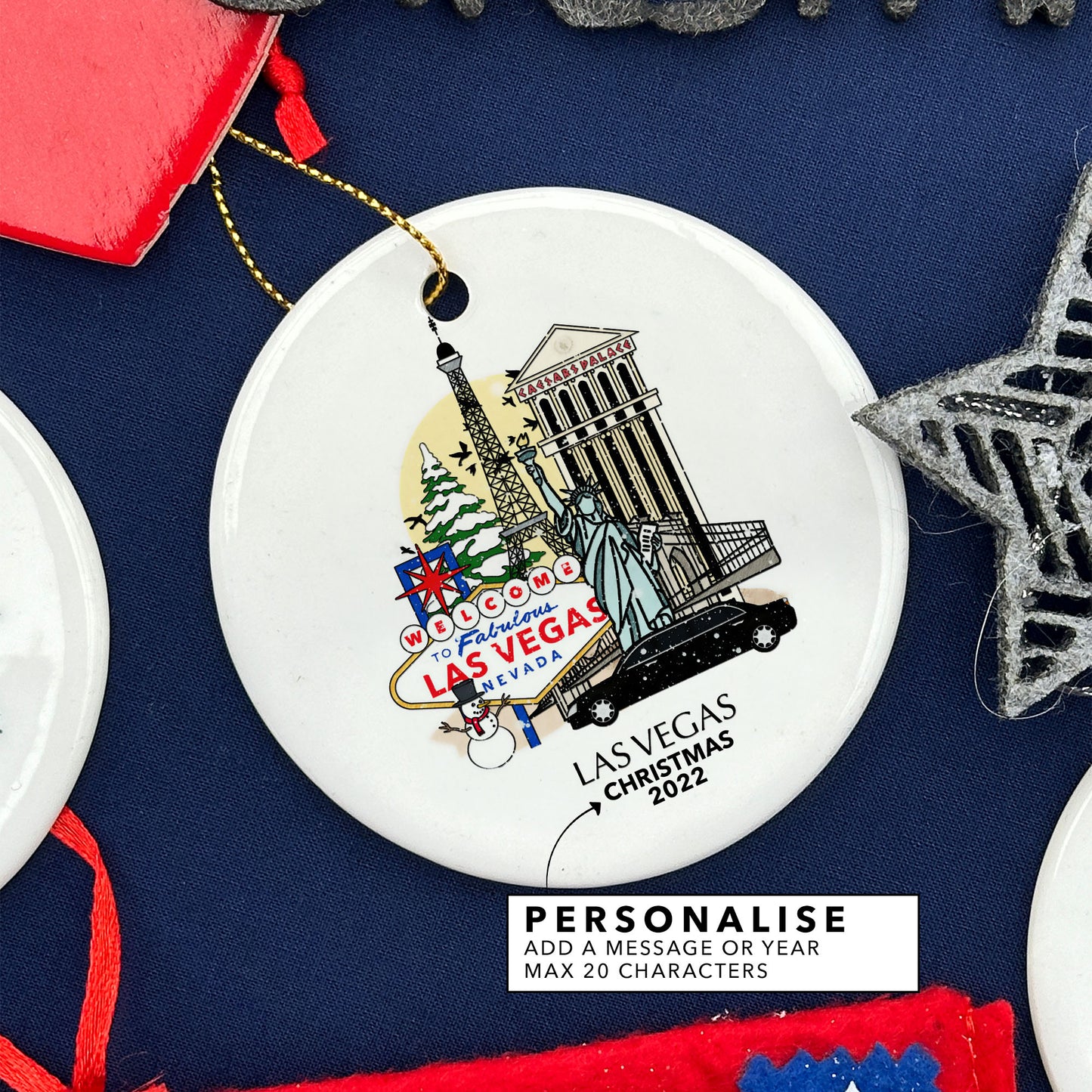 Las Vegas Personalised Christmas Tree Ornament