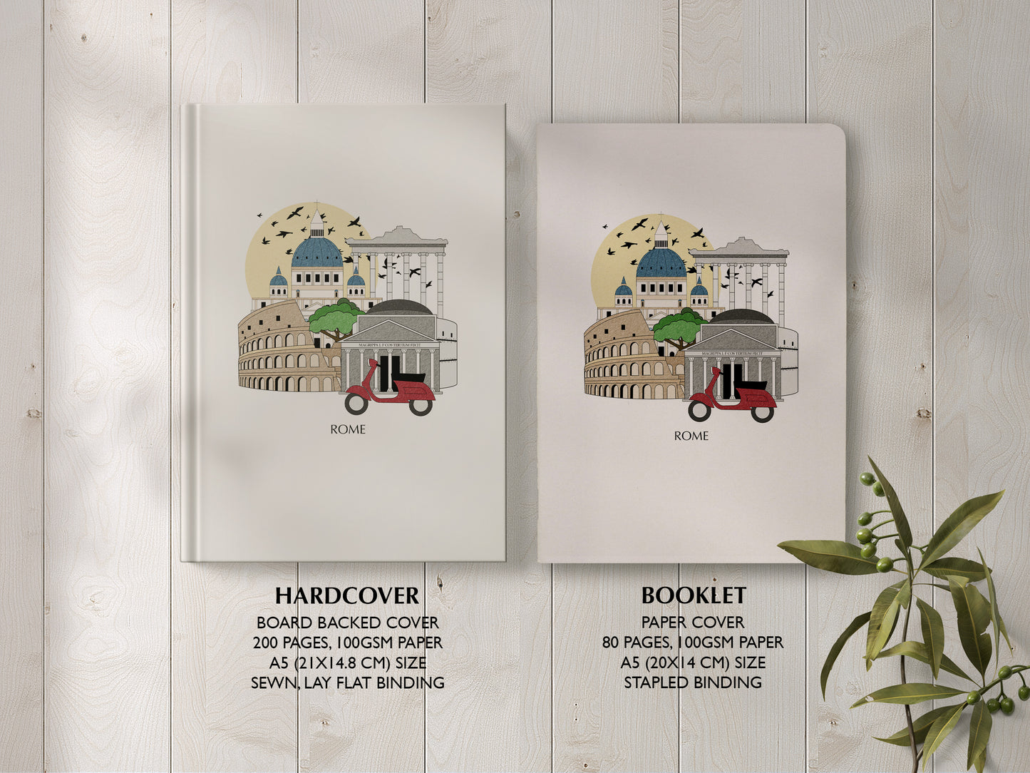 Rome Personalised Illustrated Travel Journal/Notebook