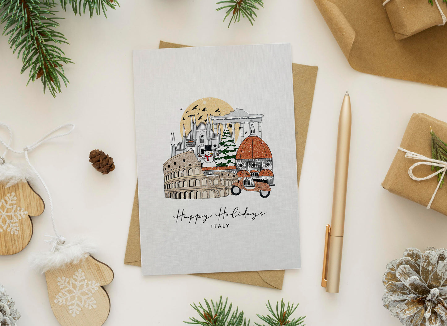 Italy Personalised Christmas/Holiday Greeting Card