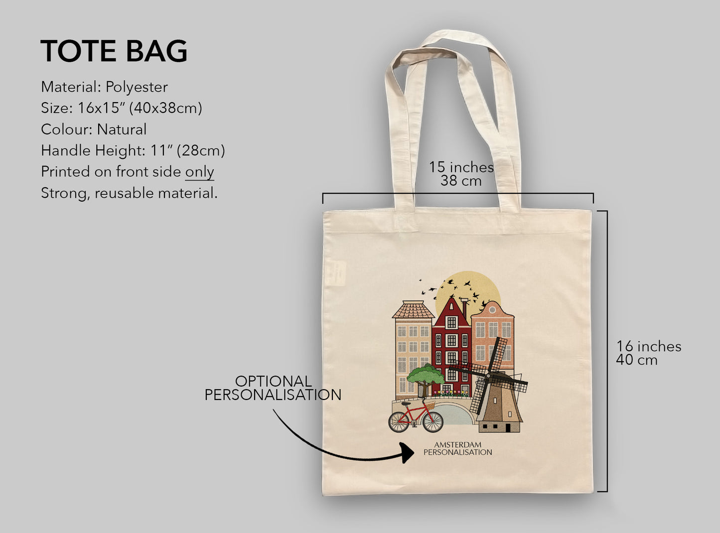 Amsterdam Netherlands Personalised Tote Bag