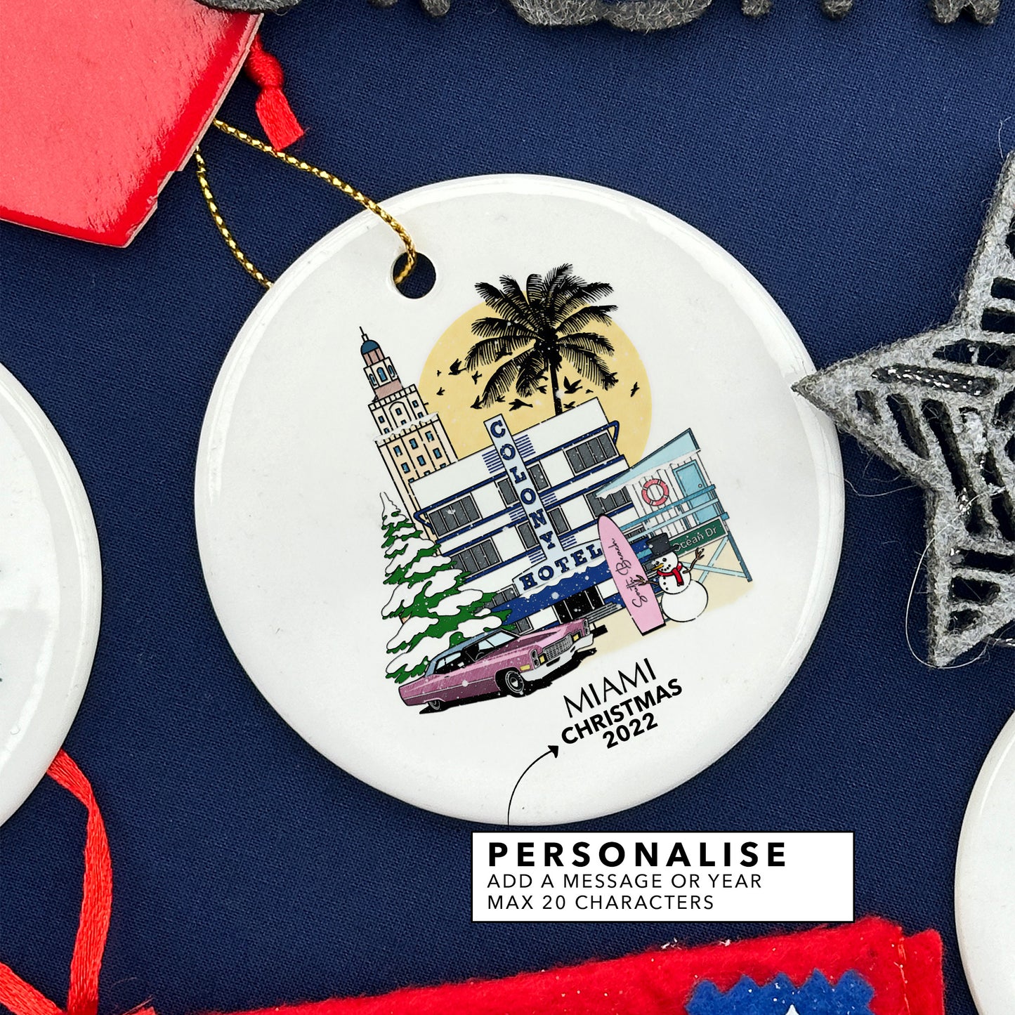 Miami Florida Personalised Christmas Tree Ornament
