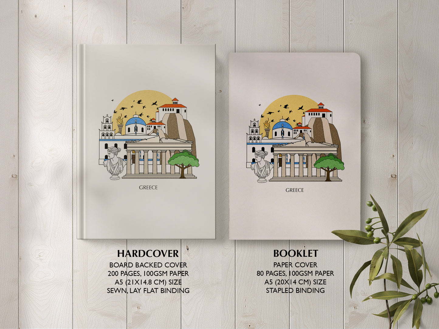 Greece Personalised Illustrated Travel Journal/Notebook