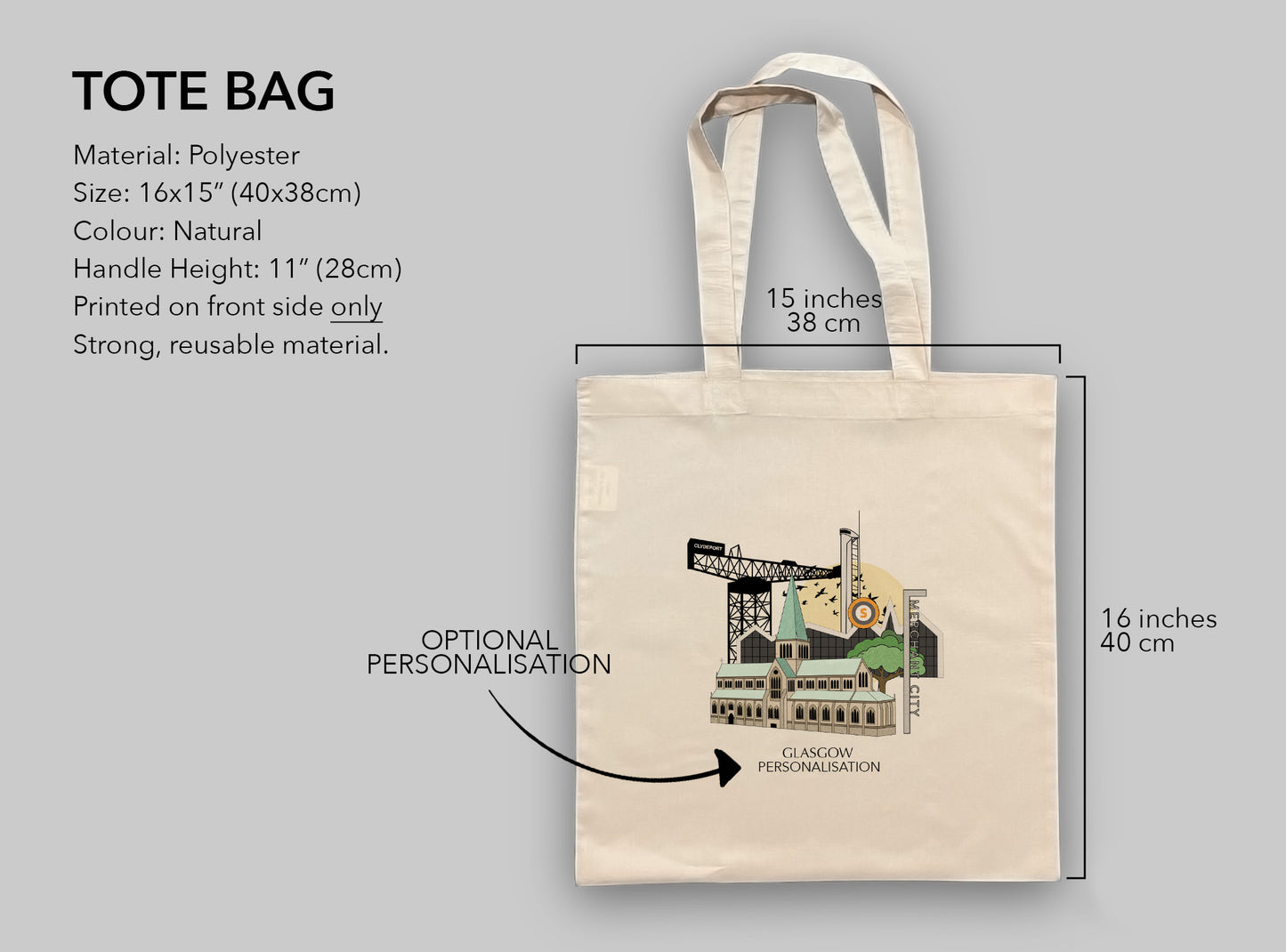 Glasgow Scotland Personalised Tote Bag