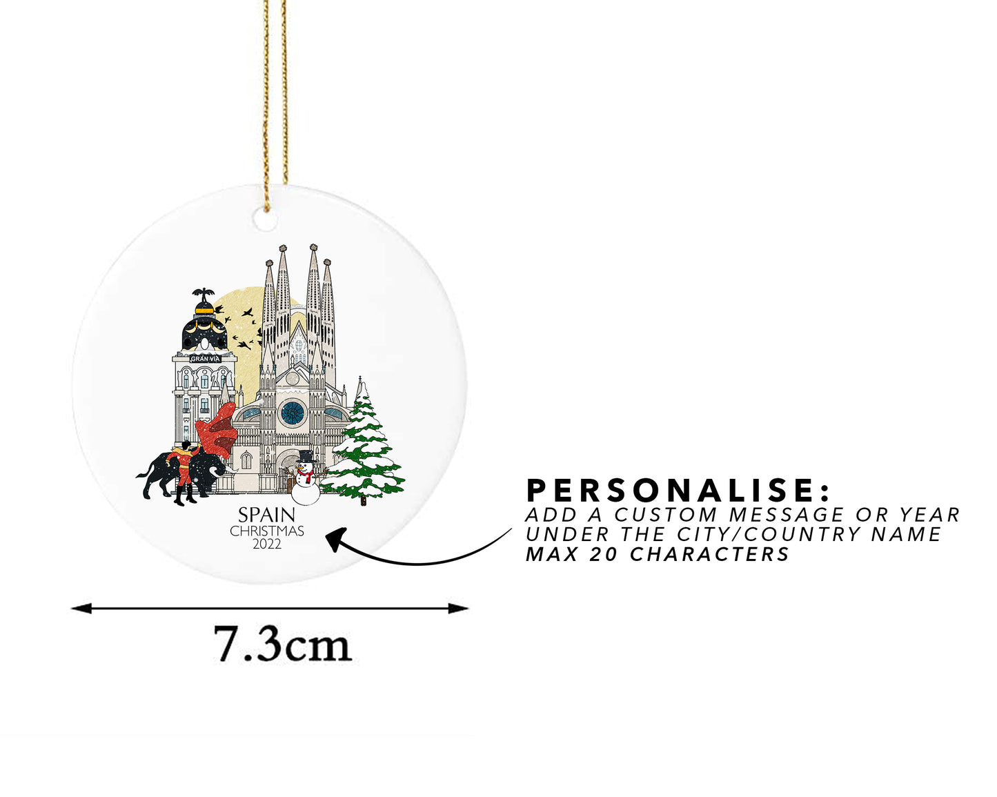Spain Personalised Christmas Tree Ornament