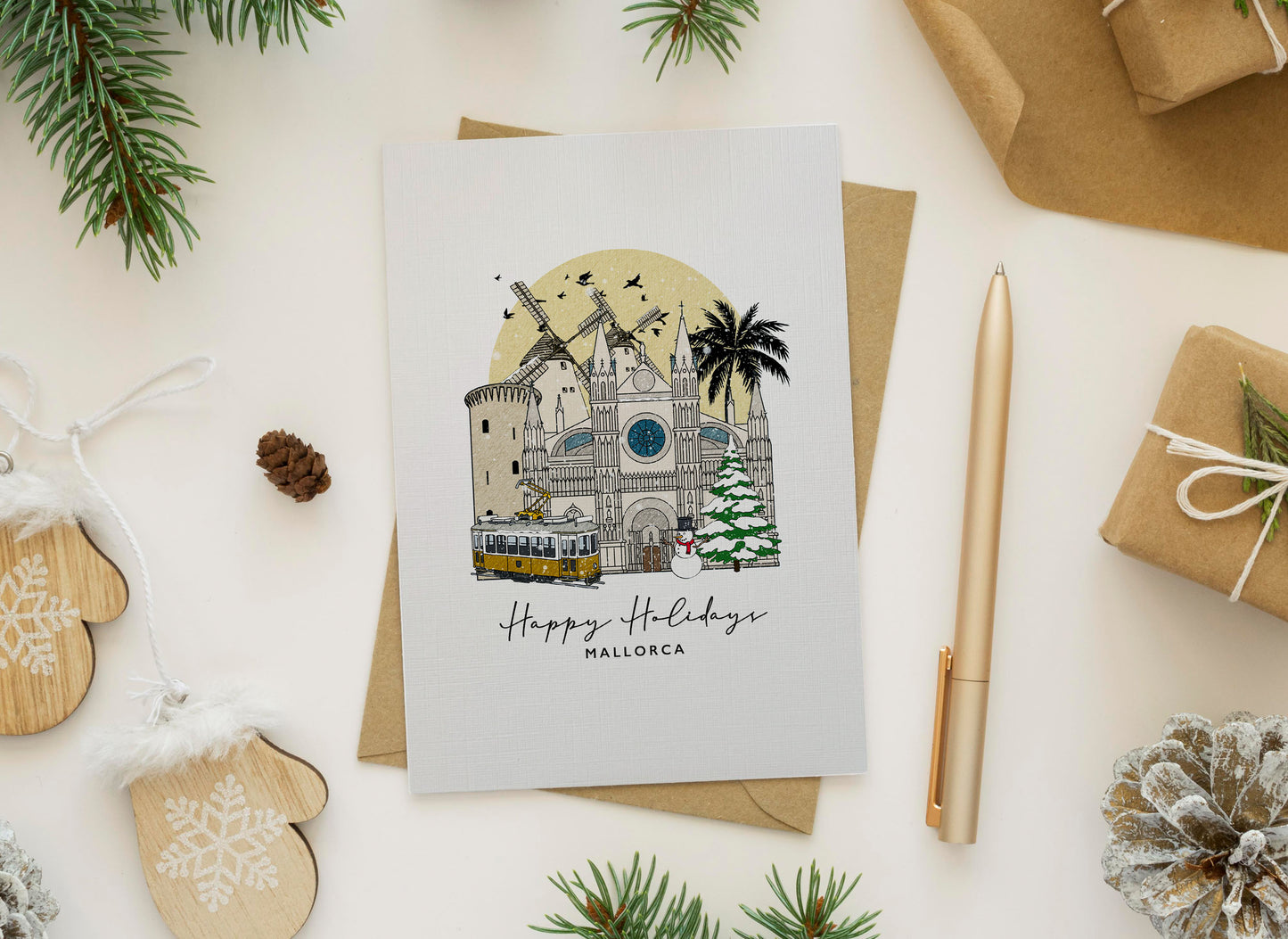 Mallorca Personalised Christmas/Holiday Greeting Card