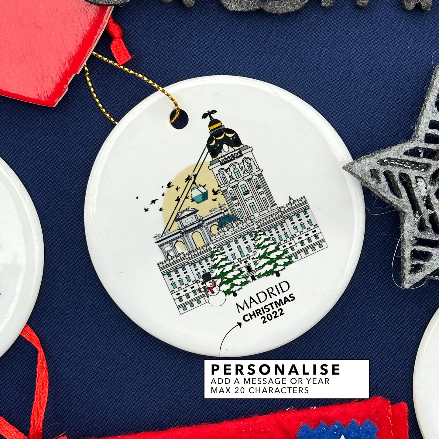 Madrid Spain Personalised Christmas Tree Ornament