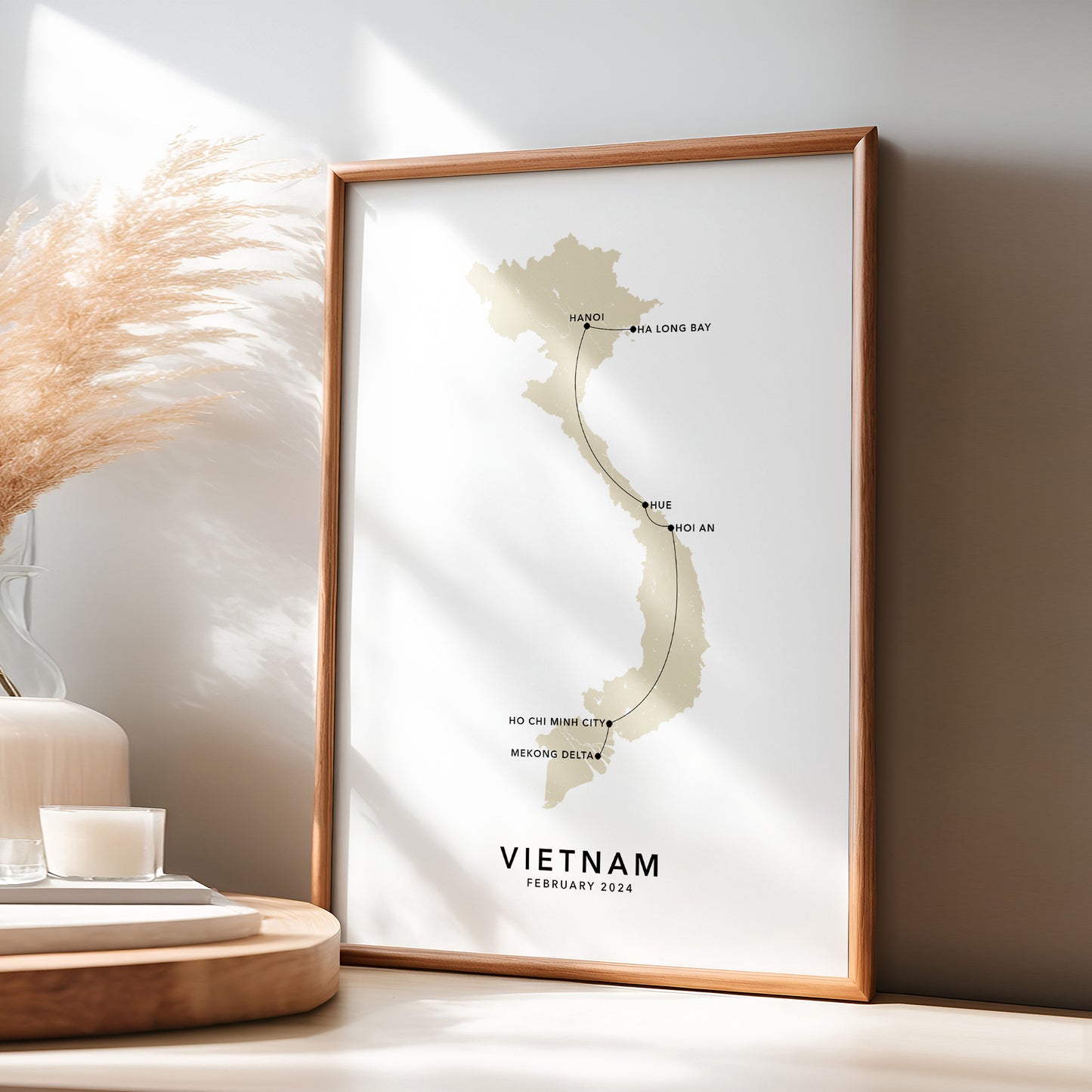 Vietnam Personalised Travel Map Print with Photo Collage
