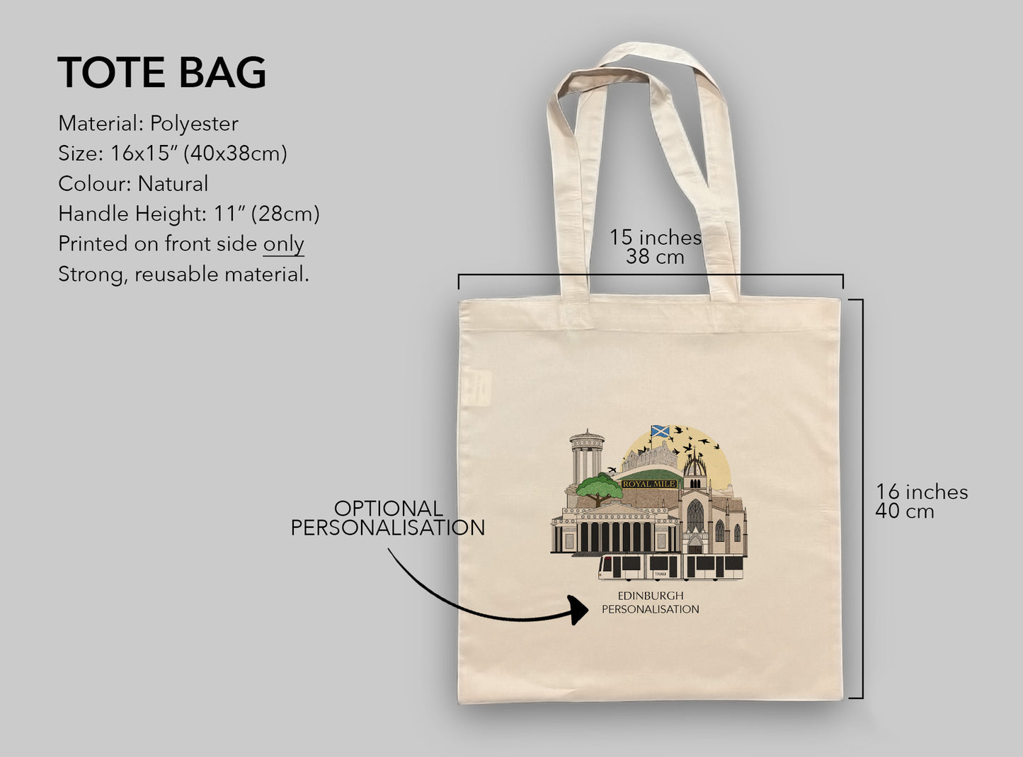 Edinburgh Scotland Personalised Tote Bag