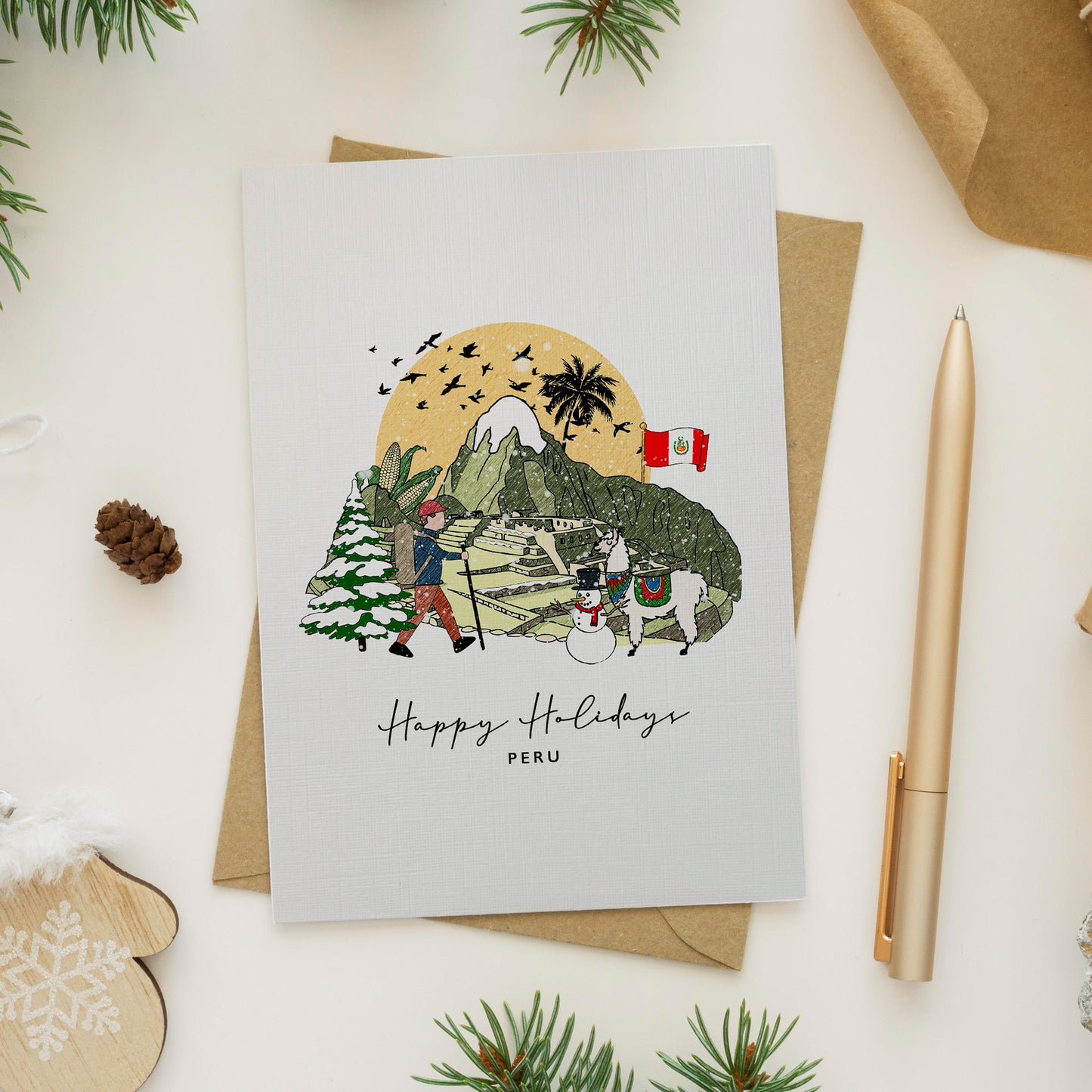 Peru Personalised Christmas/Holiday Greeting Card
