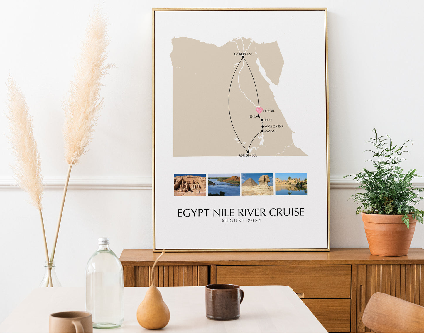 Egypt Personalised Travel Map Print with Photo Collage