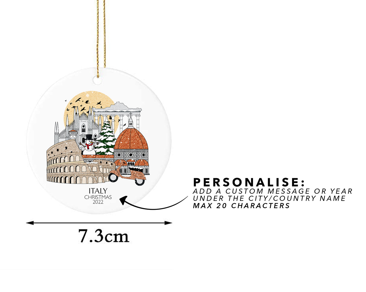 Italy Personalised Christmas Tree Ornament