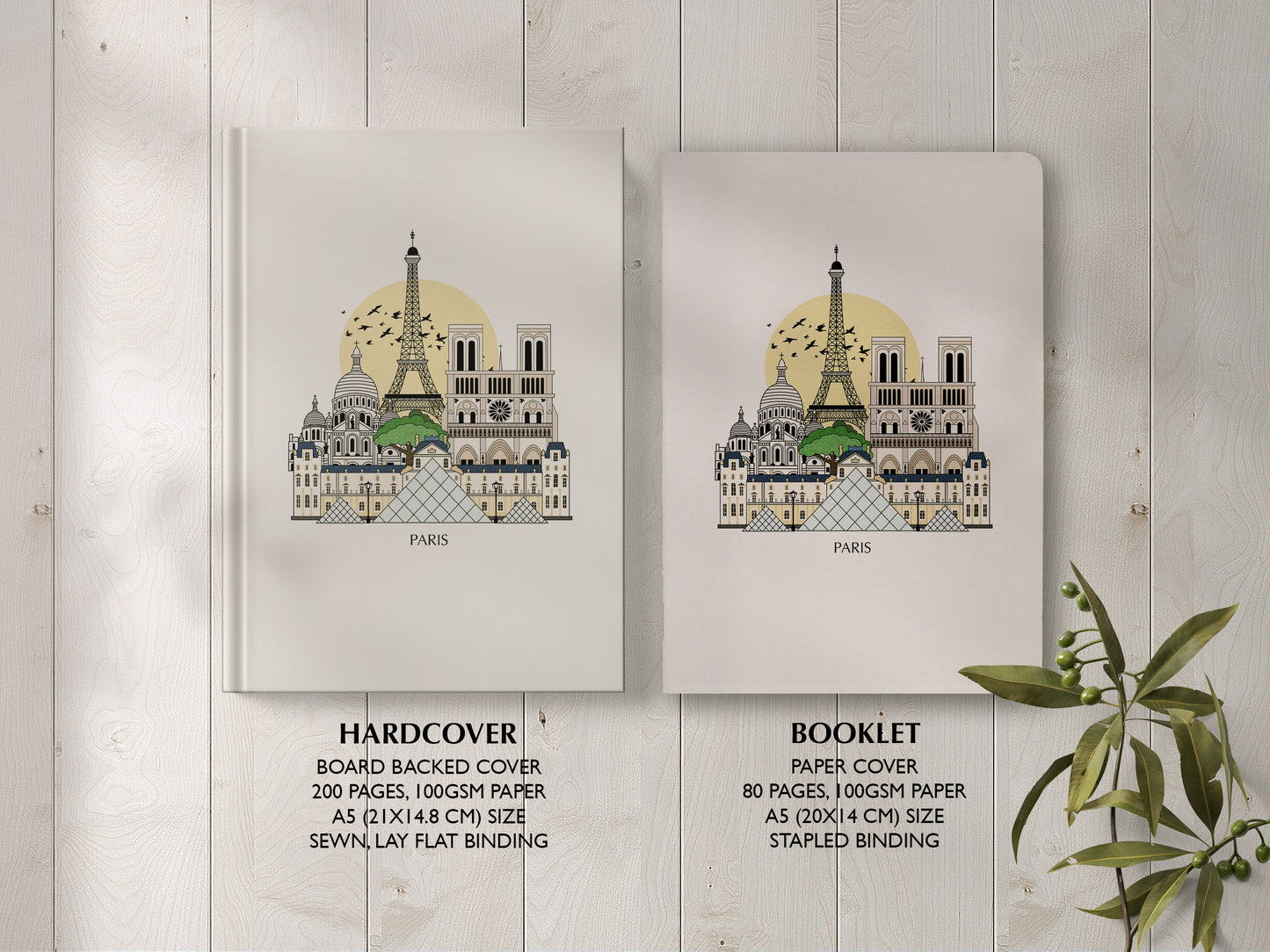 Paris Personalised Illustrated Travel Journal/Notebook