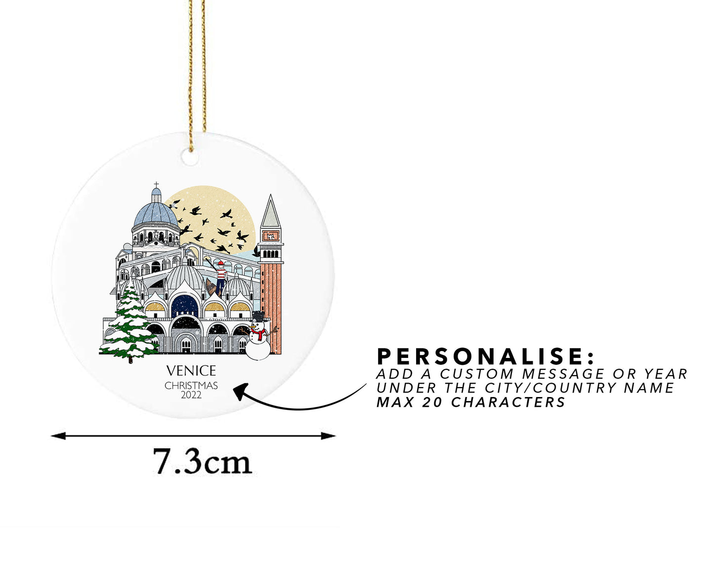 Venice Italy Personalised Christmas Tree Ornament