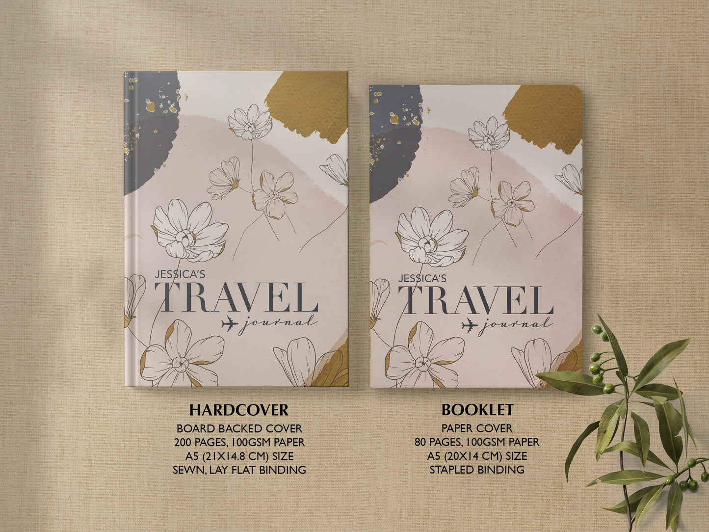Floral Personalised Travel Journal
