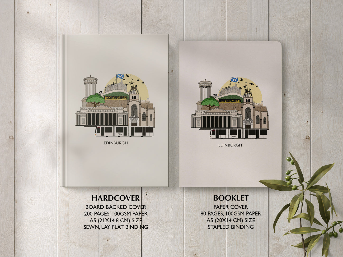 Edinburgh Personalised Illustrated Travel Journal/Notebook