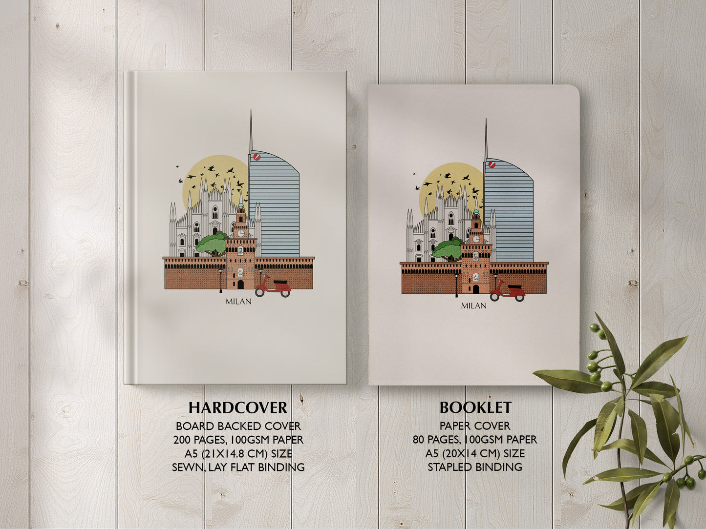Milan Personalised Illustrated Travel Journal/Notebook
