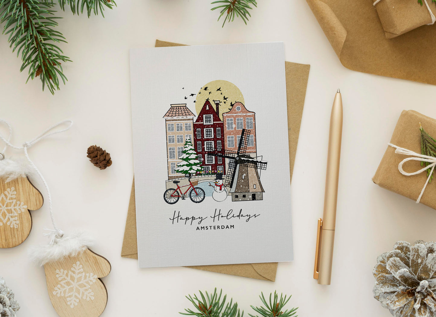 Amsterdam Personalised Christmas/Holiday Greeting Card