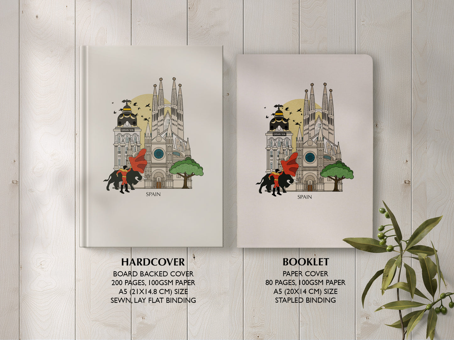 Spain Personalised Illustrated Travel Journal/Notebook
