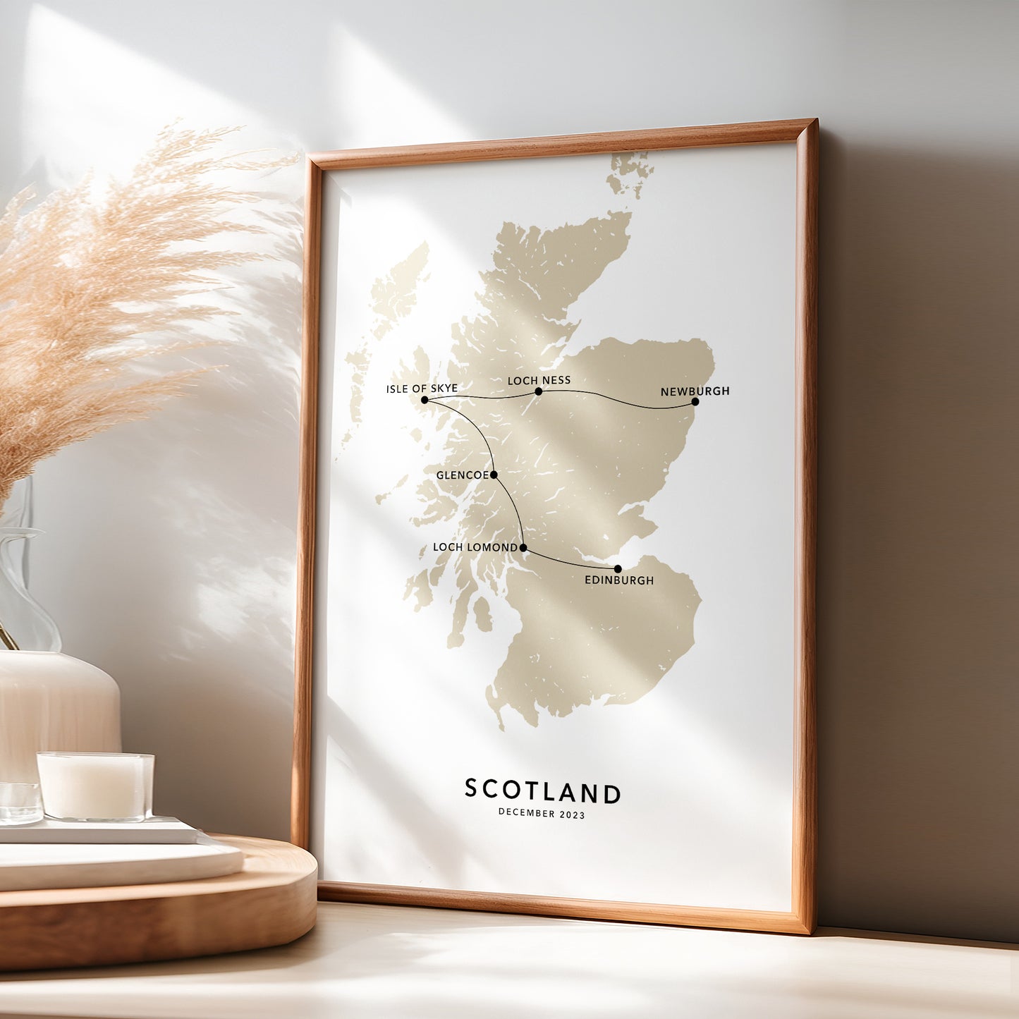 Scotland Personalised Travel Map Print with Photo Collage